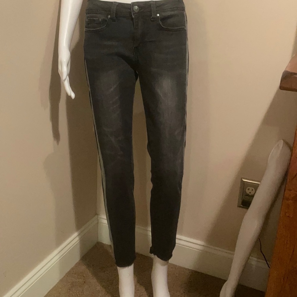Savage jeans black with gray and red stripe on side